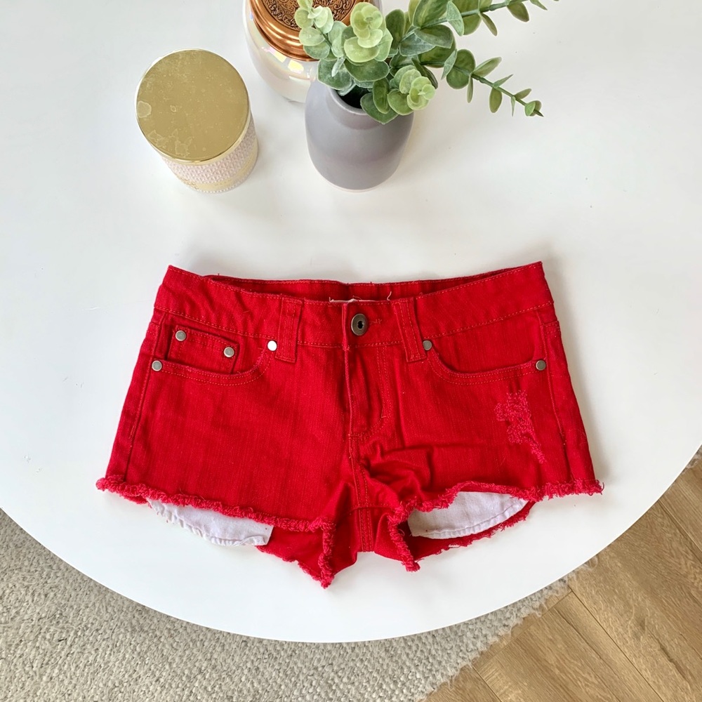 Bold red shorts